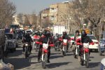 نواختن زنگ انقلاب و رژه موتوری در تکاب
