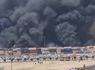انفجار در محوطه کانتینری بندرشهید رجایی بندرعباس